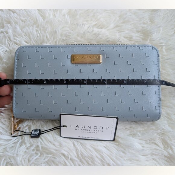 Laundry by Shelli Segal, Double Zip Long Wallet, Grey Blue, NWT Retail $58 - Picture 9 of 10